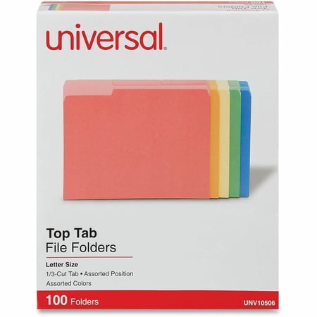 Universal Deluxe Colored Top Tab File Folders, 1/3-Cut Tabs, Letter Size, Assorted, 100/Box -UNV10506 price history and forecast - Universal UNV10506EE