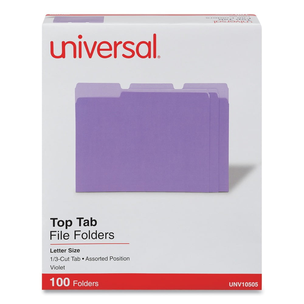Deluxe Colored Top 1/3-Cut Tabs Letter Size File Folders - Violet/Light Violet (100/Box)