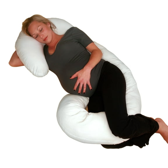 Deluxe Comfort Body Pillow Total Body Length Prenatal Pregnancy Pillow Superior Comfort Body Pillow, White