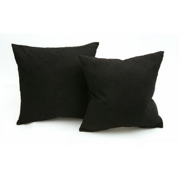 Deluxe Comfort Luxury Feather Filled Microsuede Solid Color Decorative Throw Pillow, 16" x 16", Black, 2 Pack
