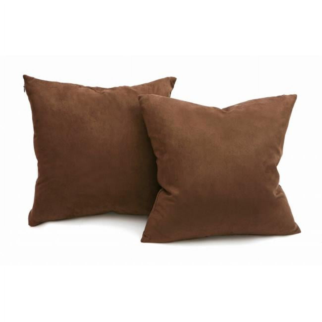 Chocolate Brown Microsuede Square Down Feather Throw Pillows, Set of 2