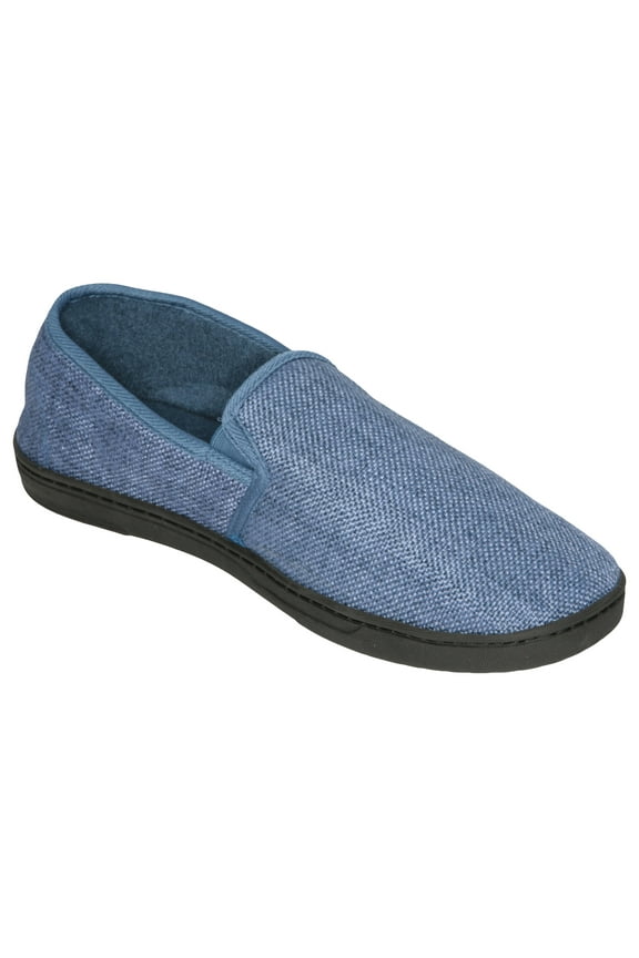Deluxe Comfort Men's Memory Foam Slipper, Size 9-10 – Soft Linen 120D SBR Insole and Rubber Outsole – Pure Suede Shoes – Non-Marking Sole – Men's Slippers, Blue
