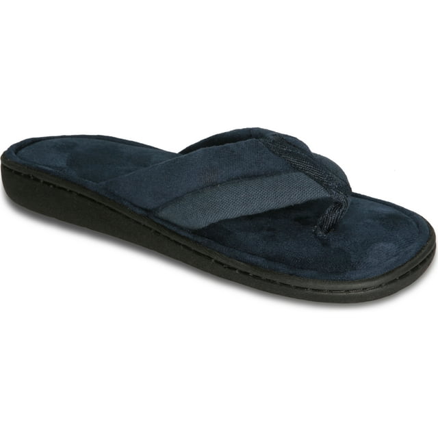 Deluxe Comfort Mens Memory Foam Slipper, Size 11-12 - Soft Linen 120D SBR Insole & Rubber Outsole - Pure Suede Shoes - Non Marking Sole - Mens Slippers, Blue