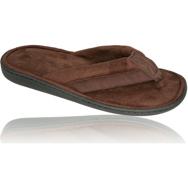 Deluxe Comfort Mens Memory Foam Slipper, Size 11-12 - Soft Linen 120D SBR Insole & Rubber Outsole - Pure Suede Shoes - Non Marking Sole - Mens Slippers, Brown