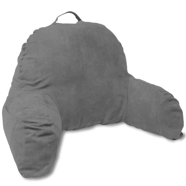 Deluxe Comfort Microsuede Bed Rest Reading and Bed Rest Lounger â Sitting Support Pillow Soft But Firmly Stuffed Fiberfill - Backrest Pillow With Arms, Dark Grey