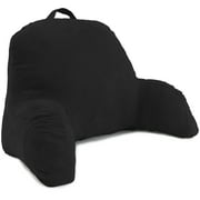 Deluxe Comfort Microsuede Bed Rest- Stuffed Fiberfill with Arms, Black