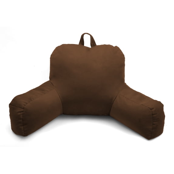 Deluxe Comfort Microsuede Porter Bedrest Lounge Pillow – Airy Soft Microbeads – Perfect for Bed and Dorm Rooms – Wear-Resistant Soft Microsuede – Bed Rest Pillow, Dark Brown