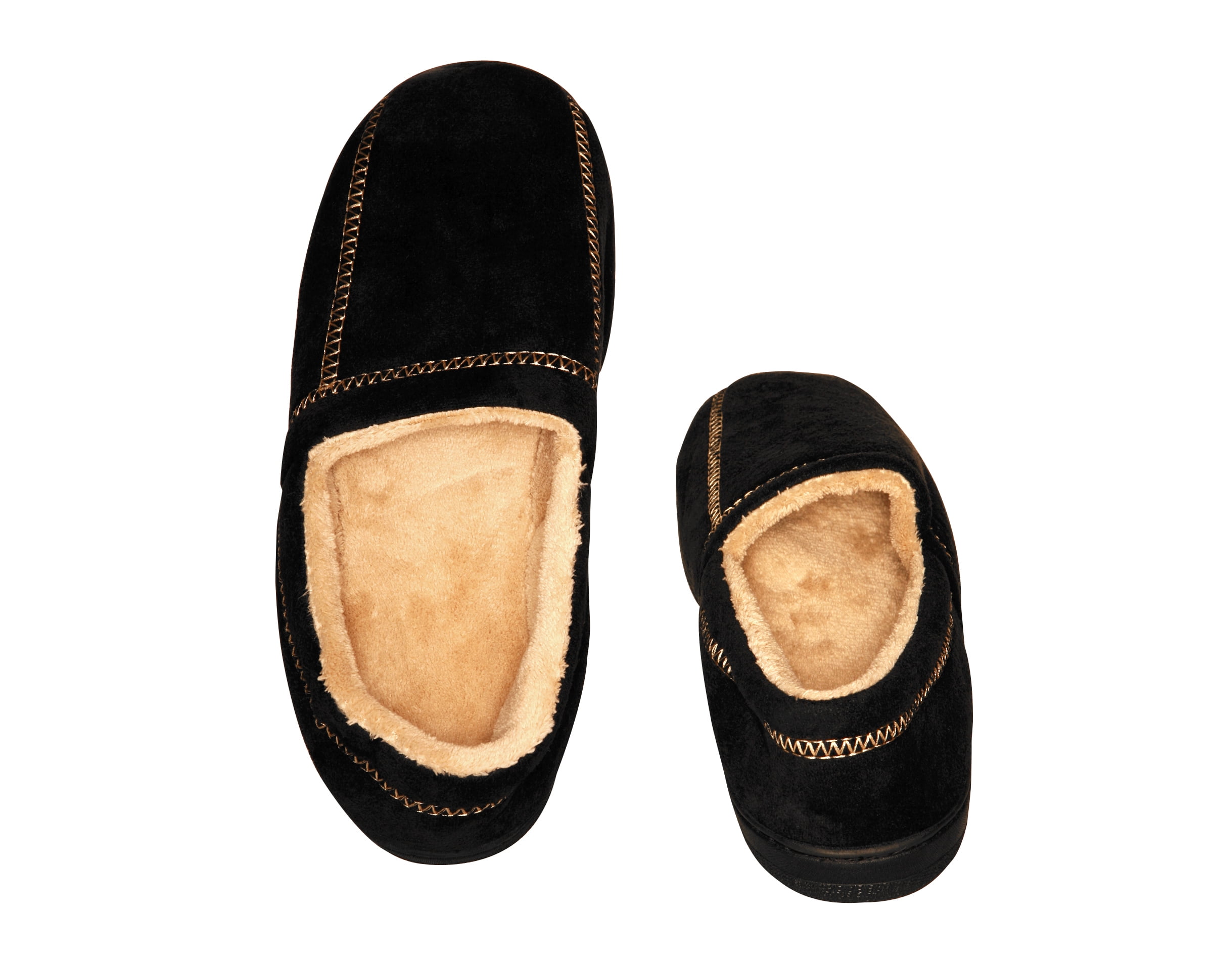 Deluxe Comfort Modern Moccasin Memory Foam Men's Slipper, Size 13-14 – Stylish Microsuede – Long-Lasting Memory Foam – Warm Fleece Lining – Men's Slippers, Black