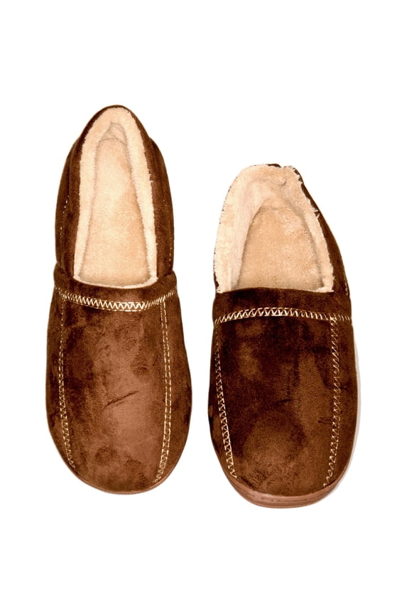 Deluxe Comfort Modern Moccasin Memory Foam Mens Slipper, Size 13-14 – Stylish Microsuede – Long-Lasting Memory Foam – Warm Fleece Lining – Men's Slippers, Brown