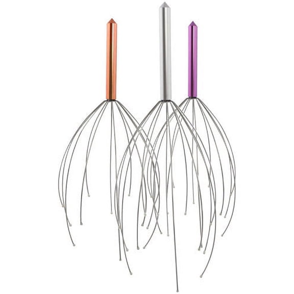 Deluxe Comfort Portable Hand Held Scalp Head Massager – Alleviate Stress – Promotes Deep Relaxation – Light Weight Portable – Scalp Massager, Colored Metal Handle