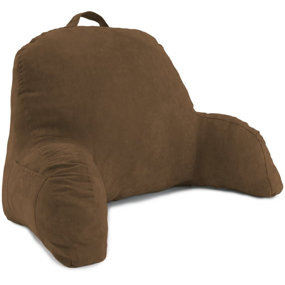 Deluxe Comfort Traditional Brown Solid Print Micro Suede Backrest Pillow, Reclining