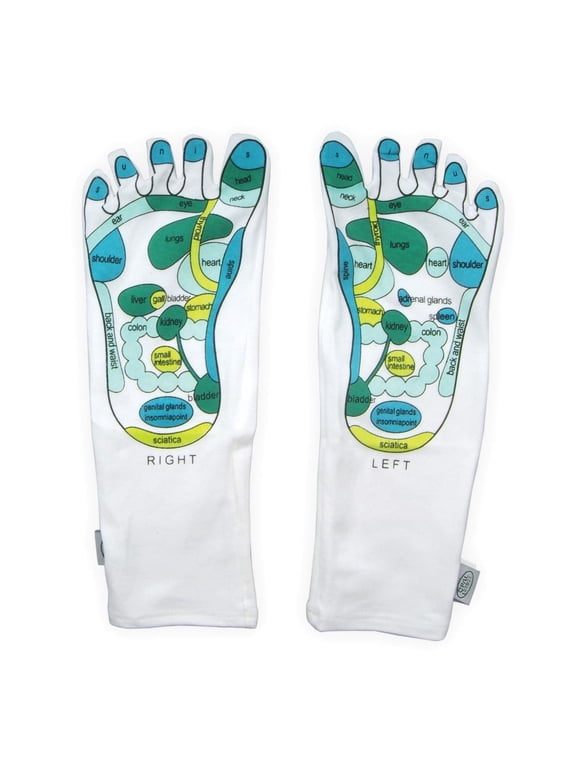 Deluxe Comfort Women's Smart Step Moisturizing Spa Socks, One Size Fits All Reflexology Single Toe Design Helps Prevent Dry Skin Far East Healing Principles Socks, White