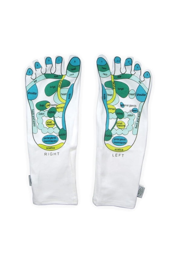 Deluxe Comfort Women's Smart Step Moisturizing Spa Socks, One Size Fits All Reflexology Single Toe Design Helps Prevent Dry Skin Far East Healing Principles Socks, White