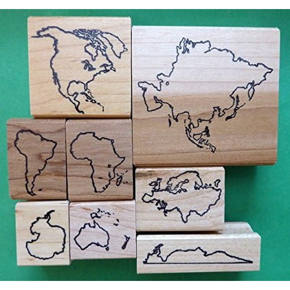 Deluxe Continents Teacher's Rubber Stamp Set, w/o Names$$Art & Craft