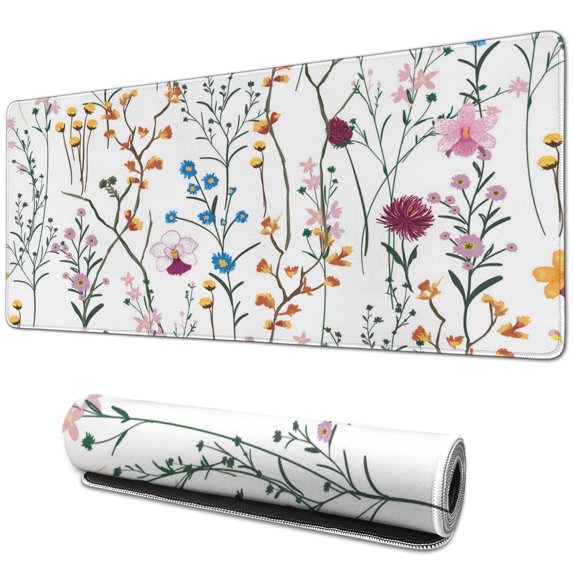 Deluxe Cute Flower Mouse Pad - Aesthetic Desk Mat, Extended Gaming Mousepad - Perfect Desk Protector & Decor for Women, Office Girls & Gamers - 31.5x11.8 Inch