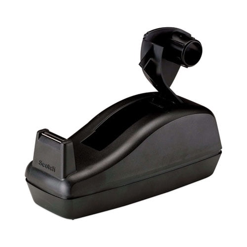 Deluxe Desktop Tape Dispenser, Heavily Weighted, Attached 1" Core, Black | Bundle of 2 Each