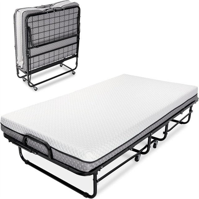 Deluxe Diplomat Folding Bed Twin Size with Luxurious Memory Foam