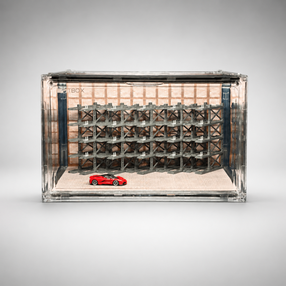 Deluxe Display Combo Set 1:64 Diecast Car Display Case with LED Light Parking Garage Storage Rack