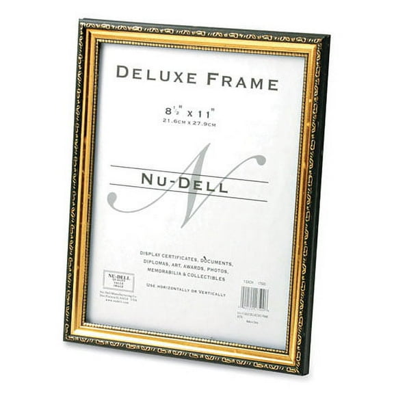 Deluxe Document And Photo Frame, Molded Styrene/plastic, 8.5 X 11 Insert, Gold/black | Bundle of 10 Each