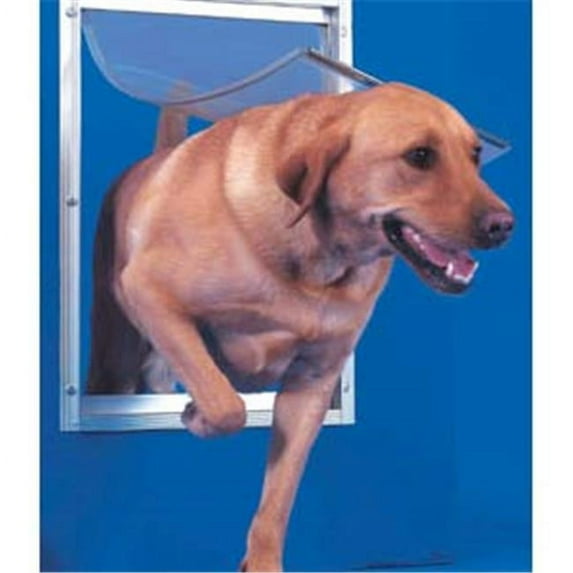 No Sweat My Pet Deluxe Telescoping Aluminum Pet Door for Doors with Clear Flap, Extra Large