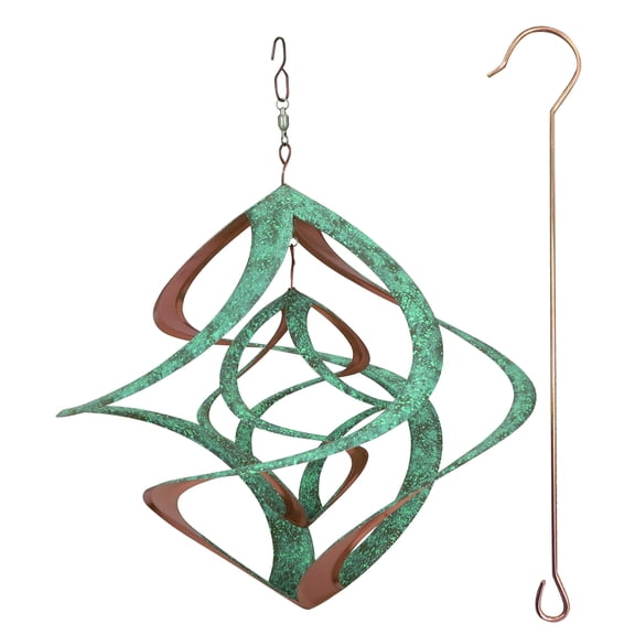 Deluxe Double Helix Wind Spinner, 14-Inch, Patina and Copper