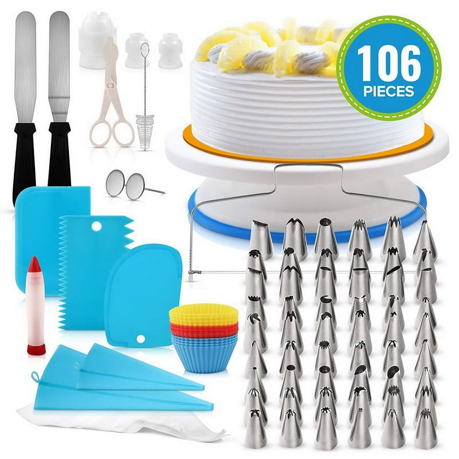 469X Set Cake Decorating Supplies Kit Baking Tools Turntable Stand Cupcake Liner, Size: One Size