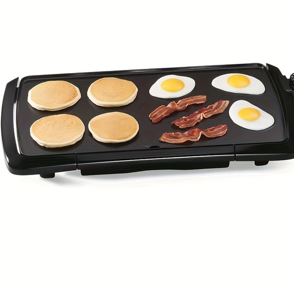 Deluxe Electric Griddle with Removable Nonstick Plate & Dishwasher Safe - Heavy-Duty -in- Cooking Station Suitable for Pancakes, Burgers, Eggs - 1200-Watt, 16x10 Griddle, Drip Tray ( Plug)