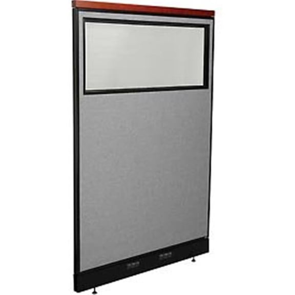 Deluxe Electric Office Partition Panel with Partial Window - Gray - 48.25 x 77.5 in.