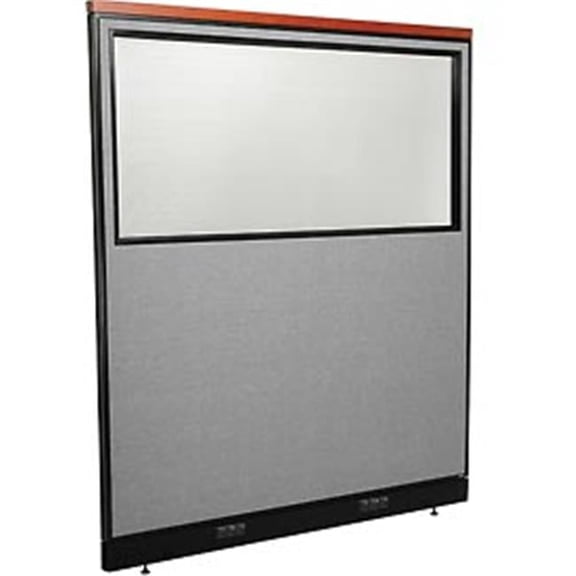 Deluxe Electric Office Partition Panel with Partial Window - Gray - 60.25 x 65.5 in.