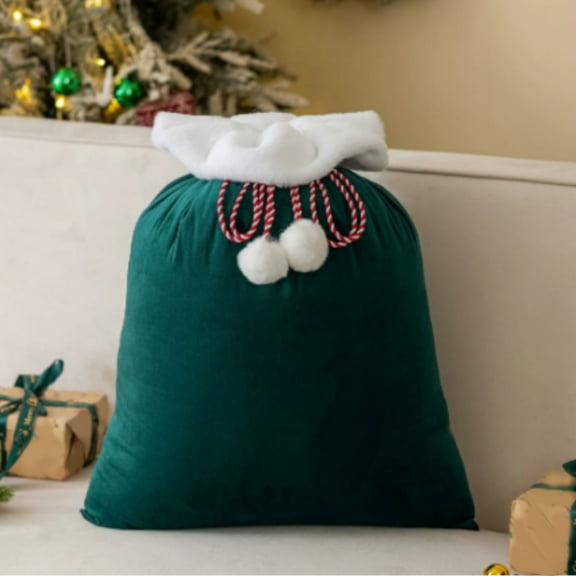 Deluxe Extra Large Velvet Santa Bags, Giant Christmas Sacks for Xmas Toys, Gifts & Holiday Wrapping Blackish Green