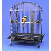 Deluxe Extra Strong XX-Large 40"L x 30"W x 66.5" H Wrought Iron Castle Dome Top Parrot Bird Rolling Cage With Extra Strong 6mm Wire