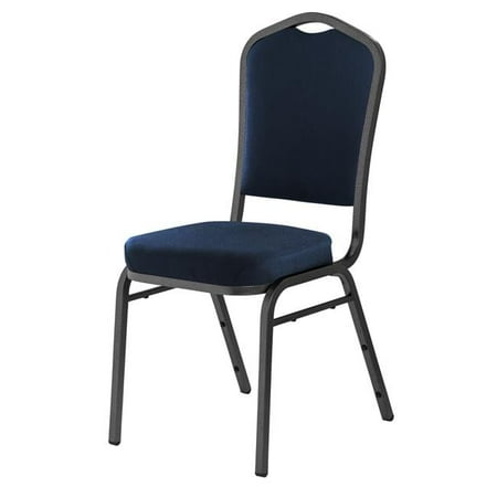 Deluxe Fabric Upholstered Padded Stack Chair, Midnight Blue & Silvervein