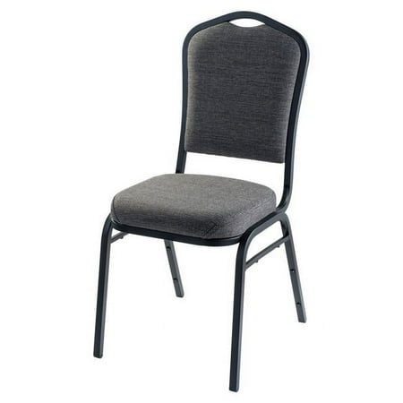 Deluxe Fabric Upholstered Padded Stack Chair, Natural Greystone & Black Santex
