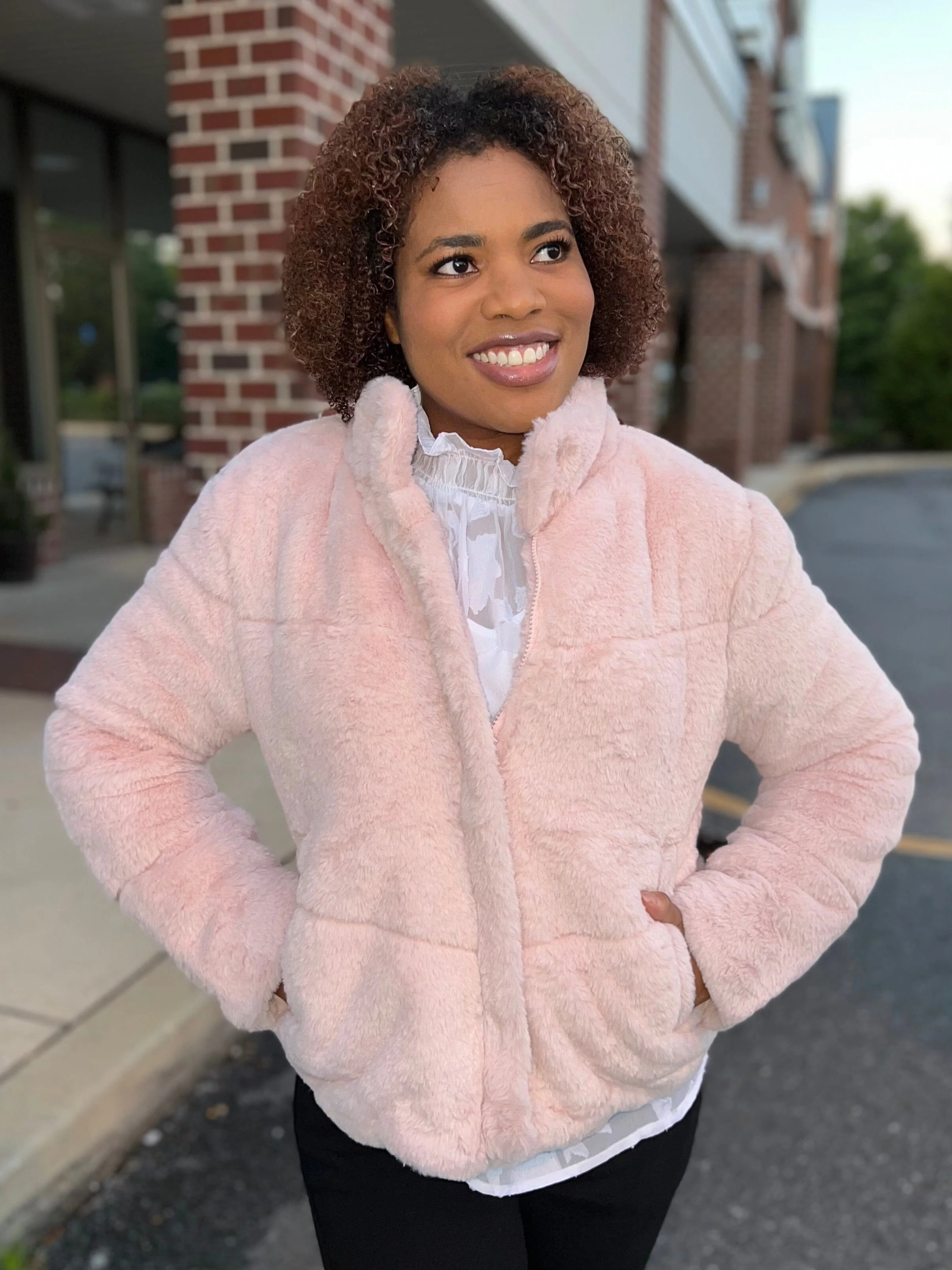 Deluxe Faux Fur Jacket Ballerina Pink