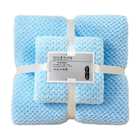 Deluxe Fleece Towel and Bath Towel Set, Complete Bathroom Collection with Hand Towel, Light Blue Microfiber Set, Soft Material, Coordinated Bathroom Decor, Home Bath (Light Blue)