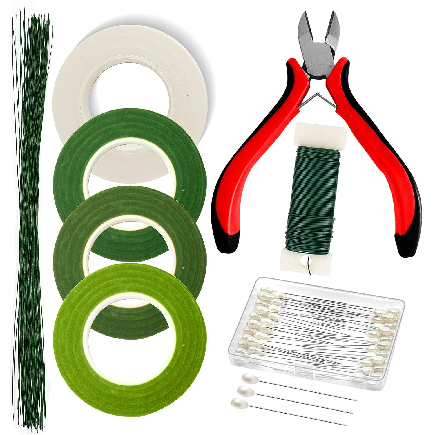 Deluxe Floral Arrangement Kit 4 Pieces of Floral Tape, 22 Gauge Paddle Floral Wire, 26 Gauge