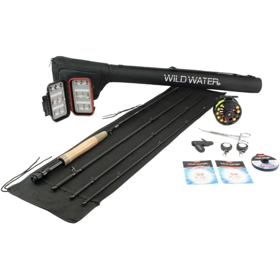 Deluxe Fly Fishing Combo Starter Kit, 5 or 6 Weight 9 Foot Fly Rod, 4-Piece Graphite Rod with Cork Handle, Accessories, Die Cast Aluminum Reel, Carrying Case, Fly Box Case & Fishing Flies