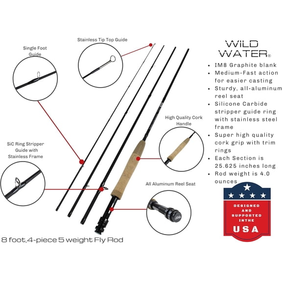 Deluxe Fly Fishing Kit, 5wt Rod | 8ft | 4-piece | Fly Fishing