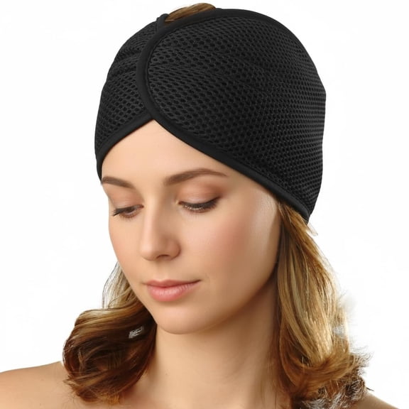 Deluxe Foam Velcro Headband, Silk Hair Wraps for Face Wash, Makeup and Hair Accessories BLACK