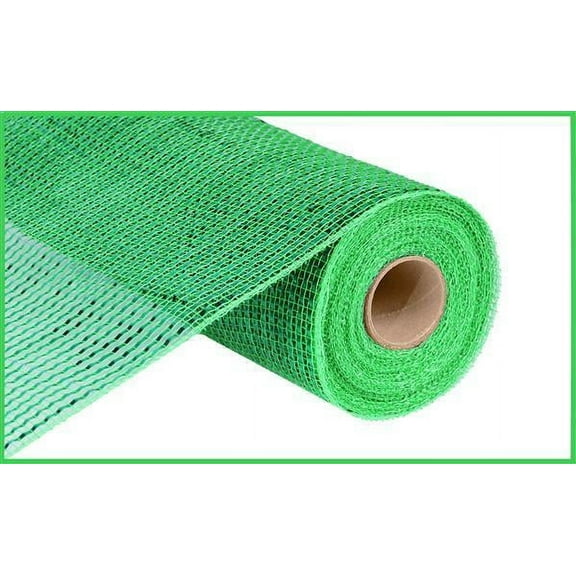 Deluxe Foil Poly Deco Mesh, Lime Green with Lime Foil - 10 Inches x 10 Yards