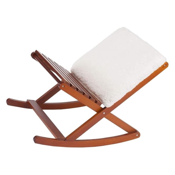 Deluxe Foldable Rocking Footrest, Adjustable Fold-Away Foot Stool with Cushion