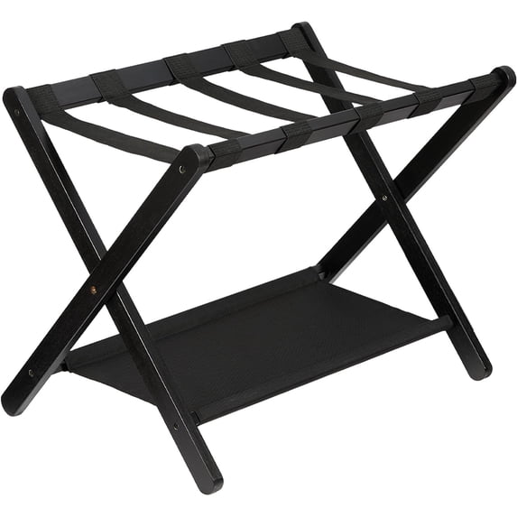 Deluxe Folding Suitcase Rack with Storage Shelf, Heavy Duty Luggage ...