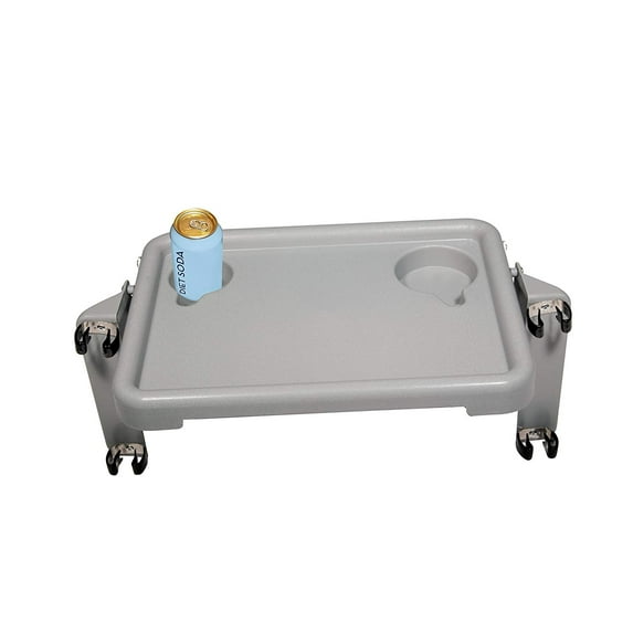 "Deluxe Folding Walker Tray, Gray, 16"" x 12"", Allows personal items to be carried from room to room; Contains 2 cup holders By BcTlyInc"