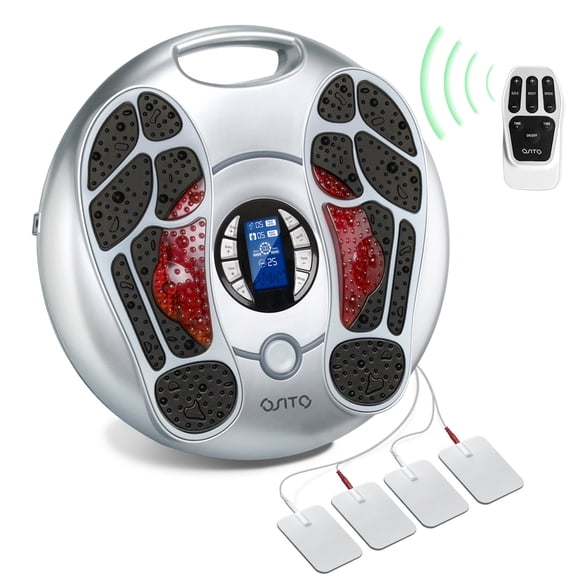 Deluxe Foot & Body Circulation Stimulator with Infrared Heat, Smart TENS EMS Machine with Digital Remote, Luxury Personal Wellness Recovery Kit for Home and Office