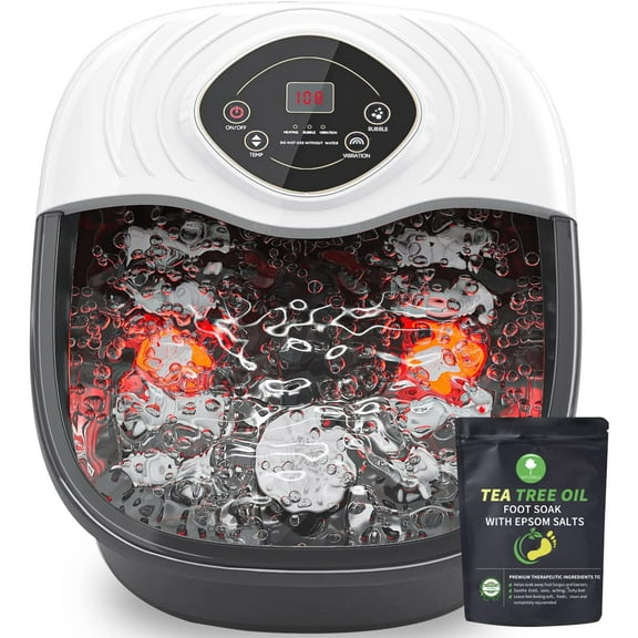 Deluxe Foot Soaker with Smart Temperature Control, Motorized Massage Rollers, and Invigorating Bubbles, The Ultimate Personal Foot Care Spa Kit