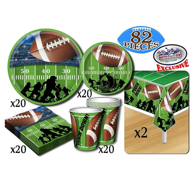 Deluxe Football Theme Party Supplies Pack for 20 People, Includes 20