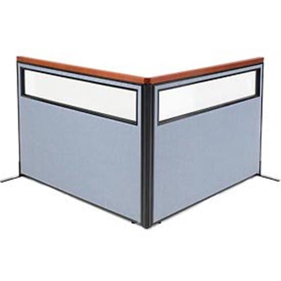 Deluxe Freestanding 2-Panel Corner Divider with Partial Window - Blue - 60.25 x 43.5 in.