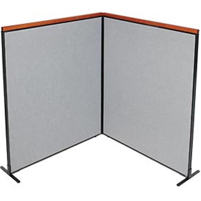 Deluxe Freestanding 2Panel Corner Room Divider Gray 60.25 x 73.5