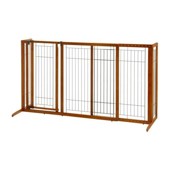 Deluxe Freestanding Pet Gate with Door Large - Brown