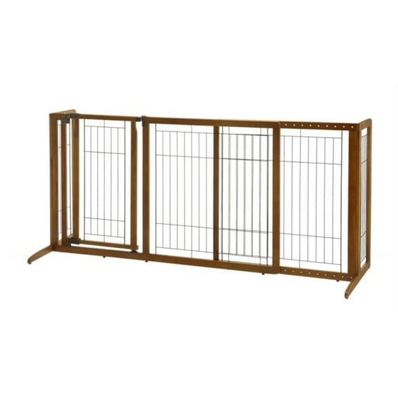 Deluxe Freestanding Pet Gate with Door Medium - Brown
